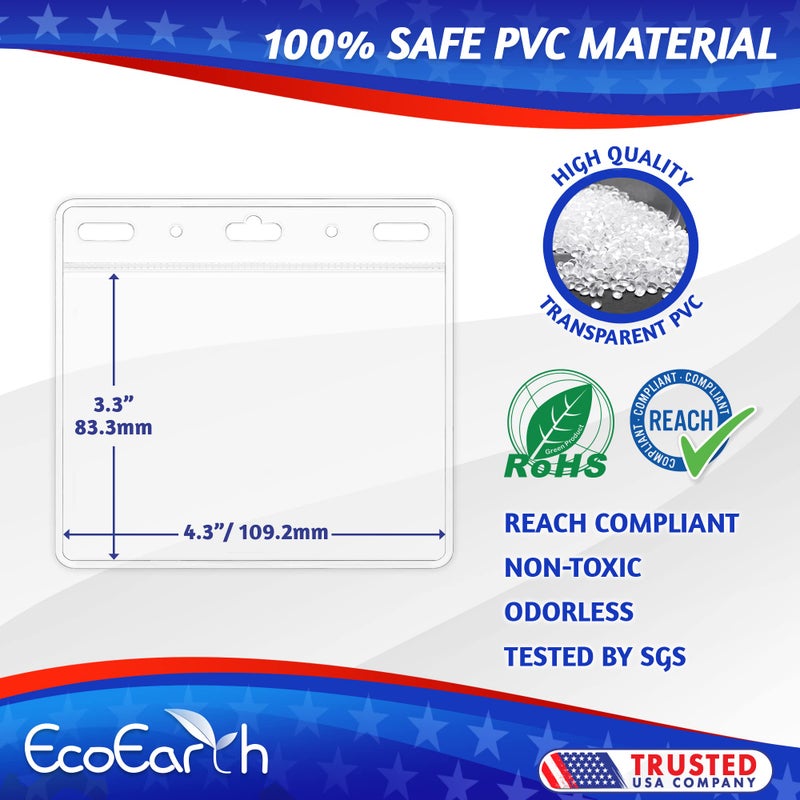 إيكو إيرث واقي بطاقة أفقي من EcoEarth بحافة ناعمة (عبوة كبيرة 4 × 3 250 قطعة) جراب بلاستيكي شفاف لحامل شارة اسم الهوية وأكمام بطاقة اسم المؤتمر بدون سحاب للتحميل السريع والسهل لإدراج البطاقات - Image 3